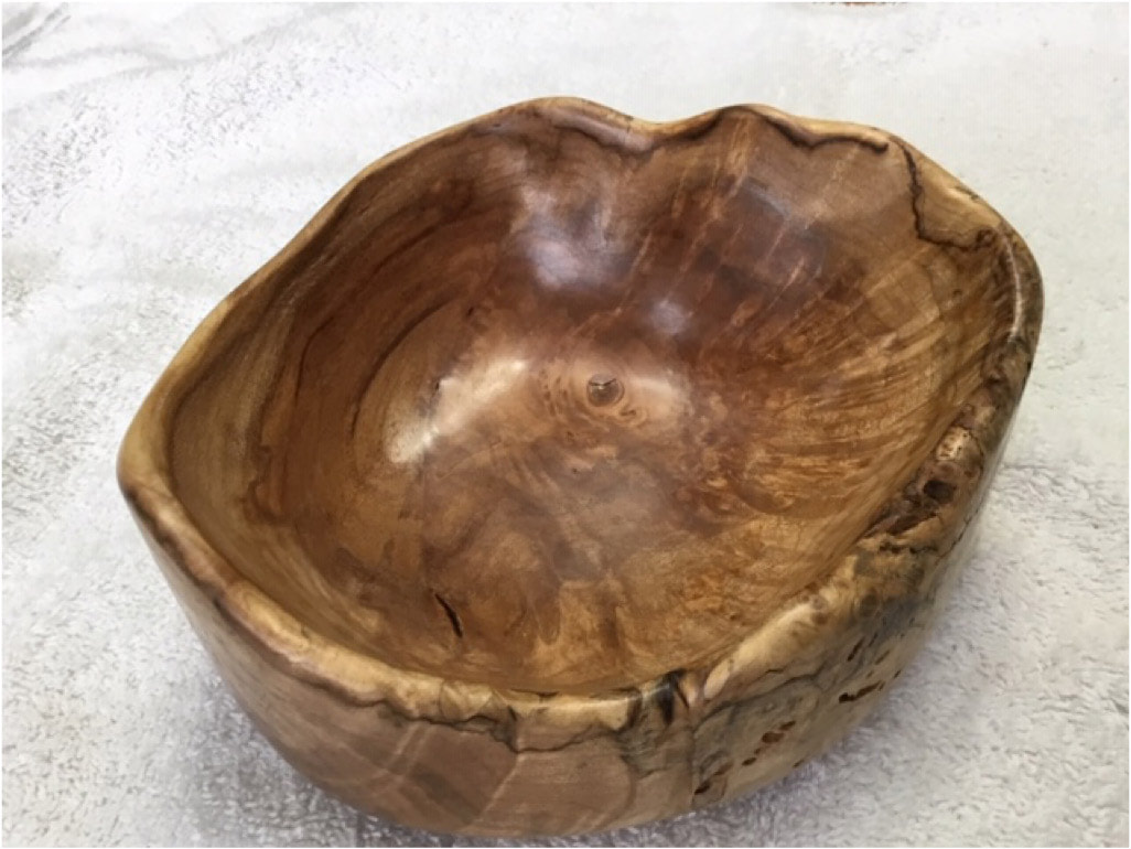 Carver: Larry Shable
Title: Carved Bowl
Wood: Burl
Dimension: 7” across
Finish: Tung Oil